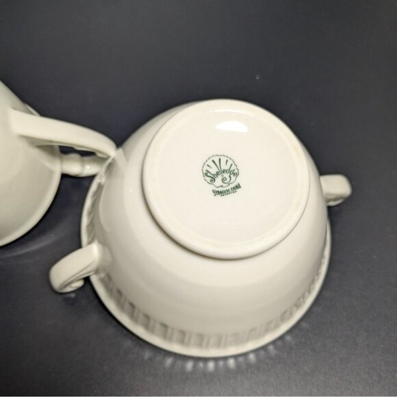 Syracuse China Shelledge Cream Sugar Bowl & Creamer Vintage Porcelain Elegant - Picture 2 of 16